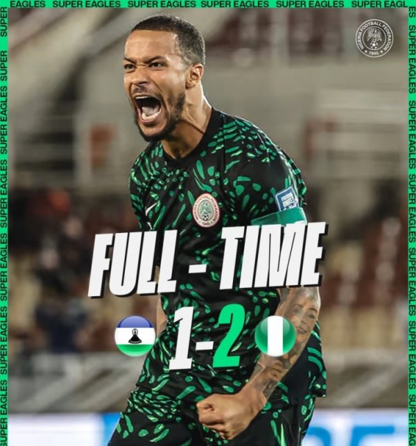 世预赛尼日利亚客场应战    2-1莱索托，小组第三距榜首贝